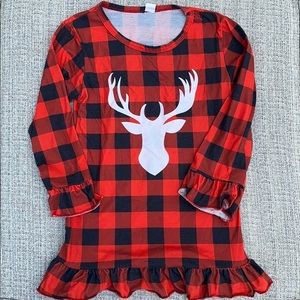 Buffalo Plaid Kids Tunic with Deer.